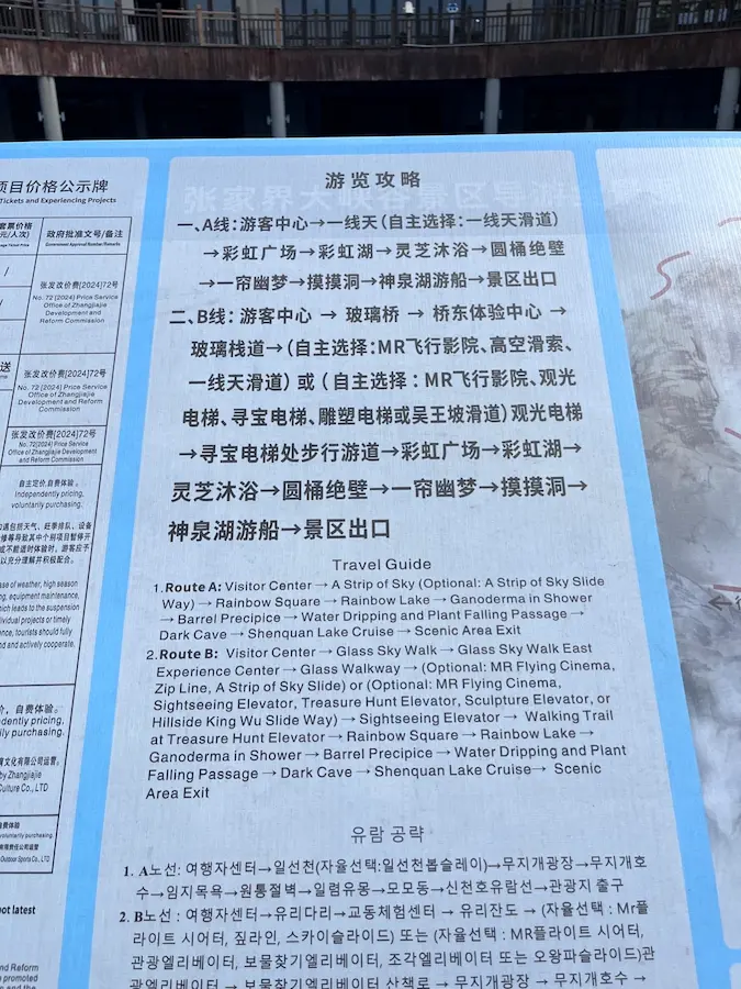 Zhangjiajie Grand Canyon Scenic Area Travel Guide Map