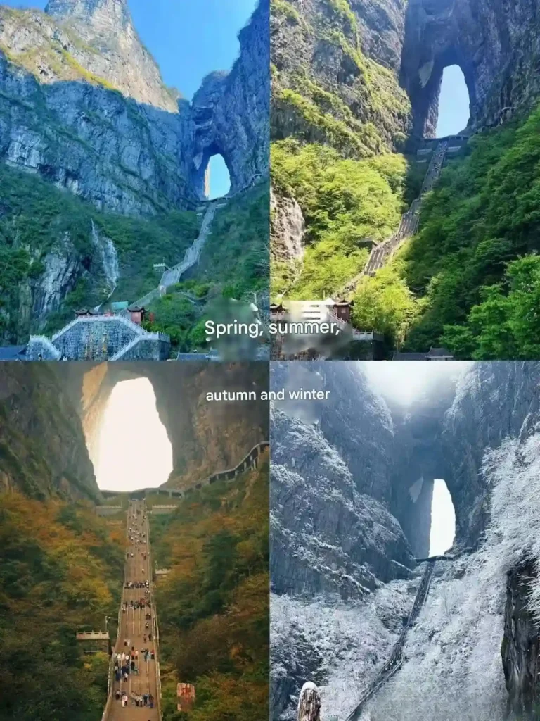 best time to go to zhangjiajie:Tianmen Mountain Zhangjiajie Four Seasons Scenery